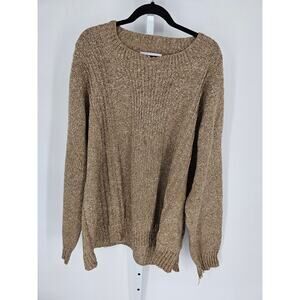 Mari Vintage Women's Tan Long Sleeve Round Neck Pullover Knit Sweater Sz XXL